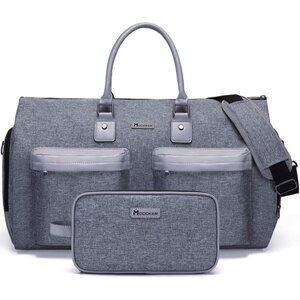 👑 Men Women Grey Heather Convertible Garment Duffel Bag 2-in-1 Carry On